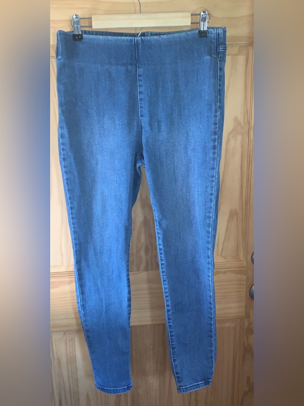 Soft Surroundings Pull On Denim Jeans Women's Size M High Rise Stretch Blue